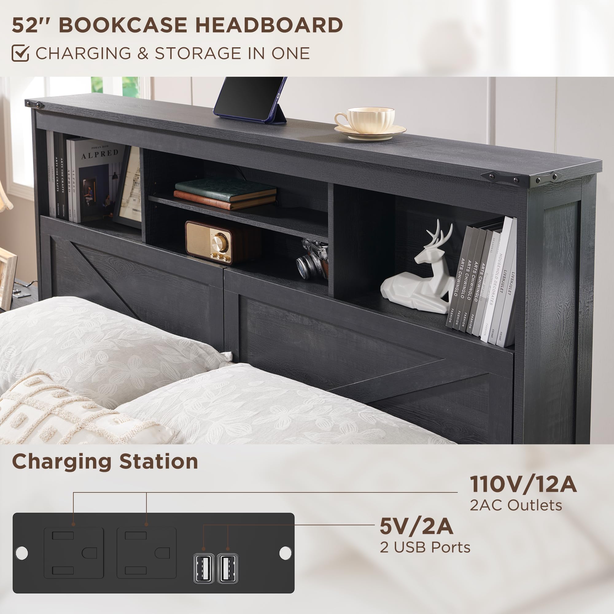 Farmhouse King Size Bed Frame  - King Size Bed Frame With Storage Drawers review and price