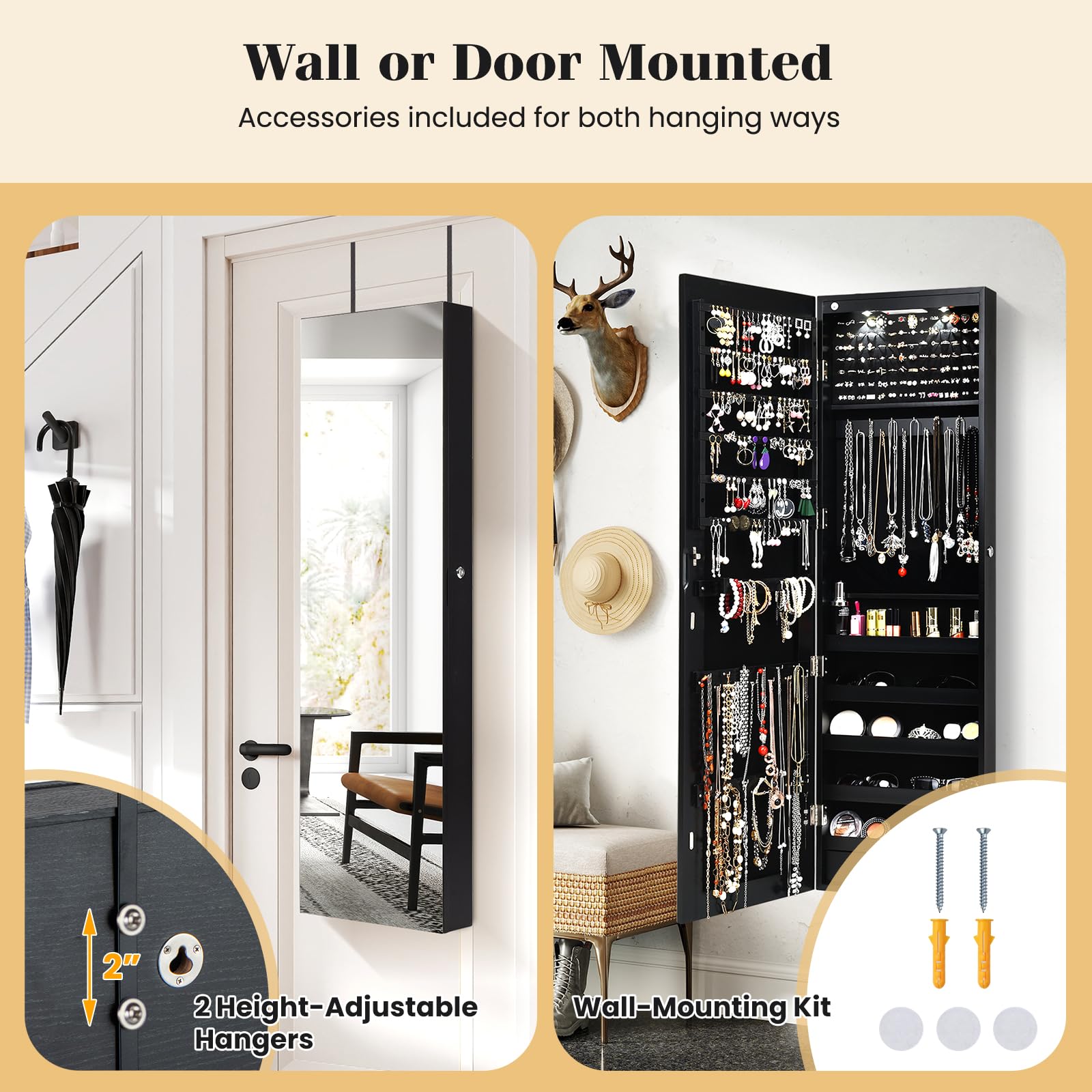 Wall or Door Mounted Jewelry A - Full Length Mirror Jewelry Armoire review and price